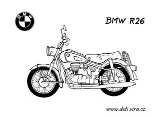 Motorka BMW R 26 - omalovánka